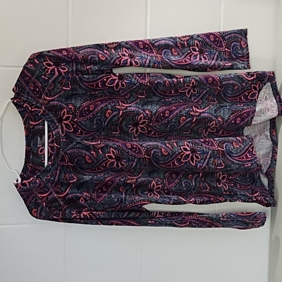 Climate Right Cuddl Duds Y2K Paisley Velour Shirt Med 8/10 - Picture 9 of 9